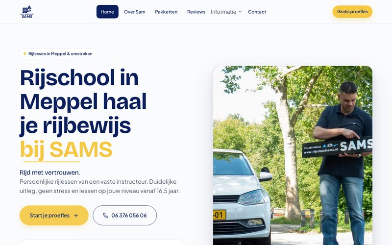 Website van Rijschool Sams